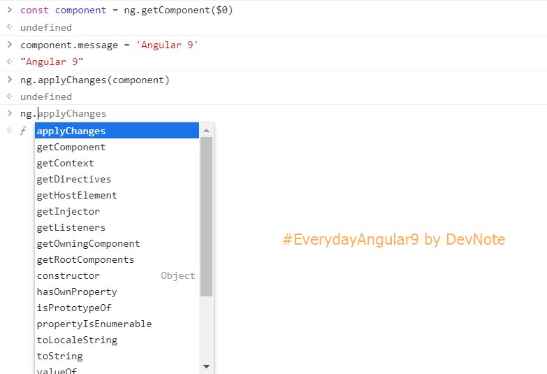 ng object in devtool